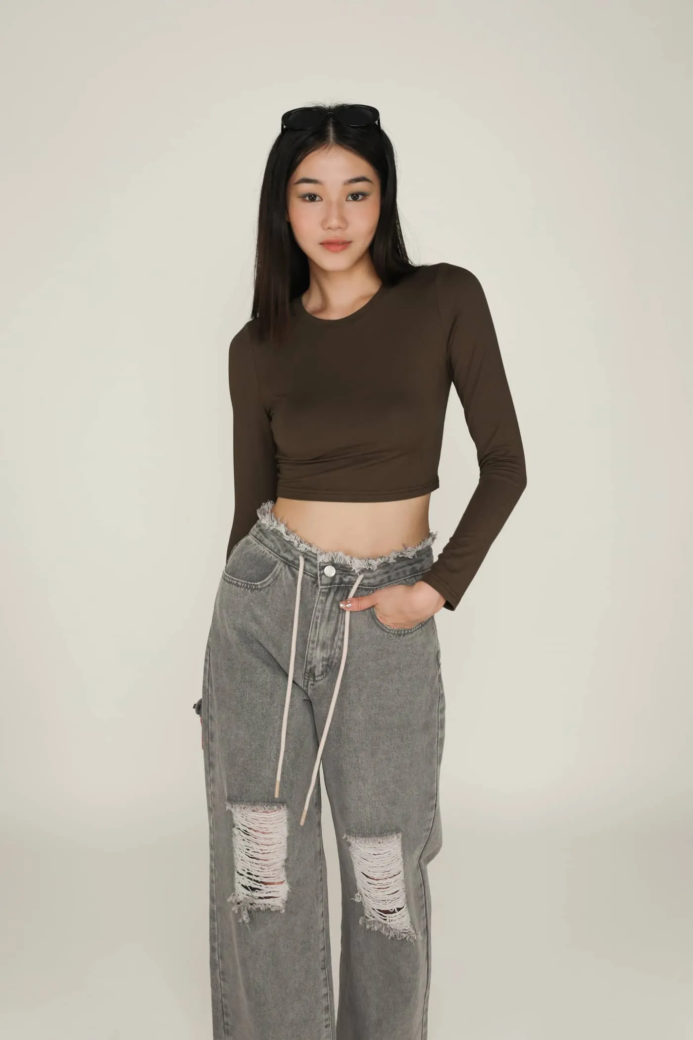 Kasey Drawstring Baggy Denim Jeans