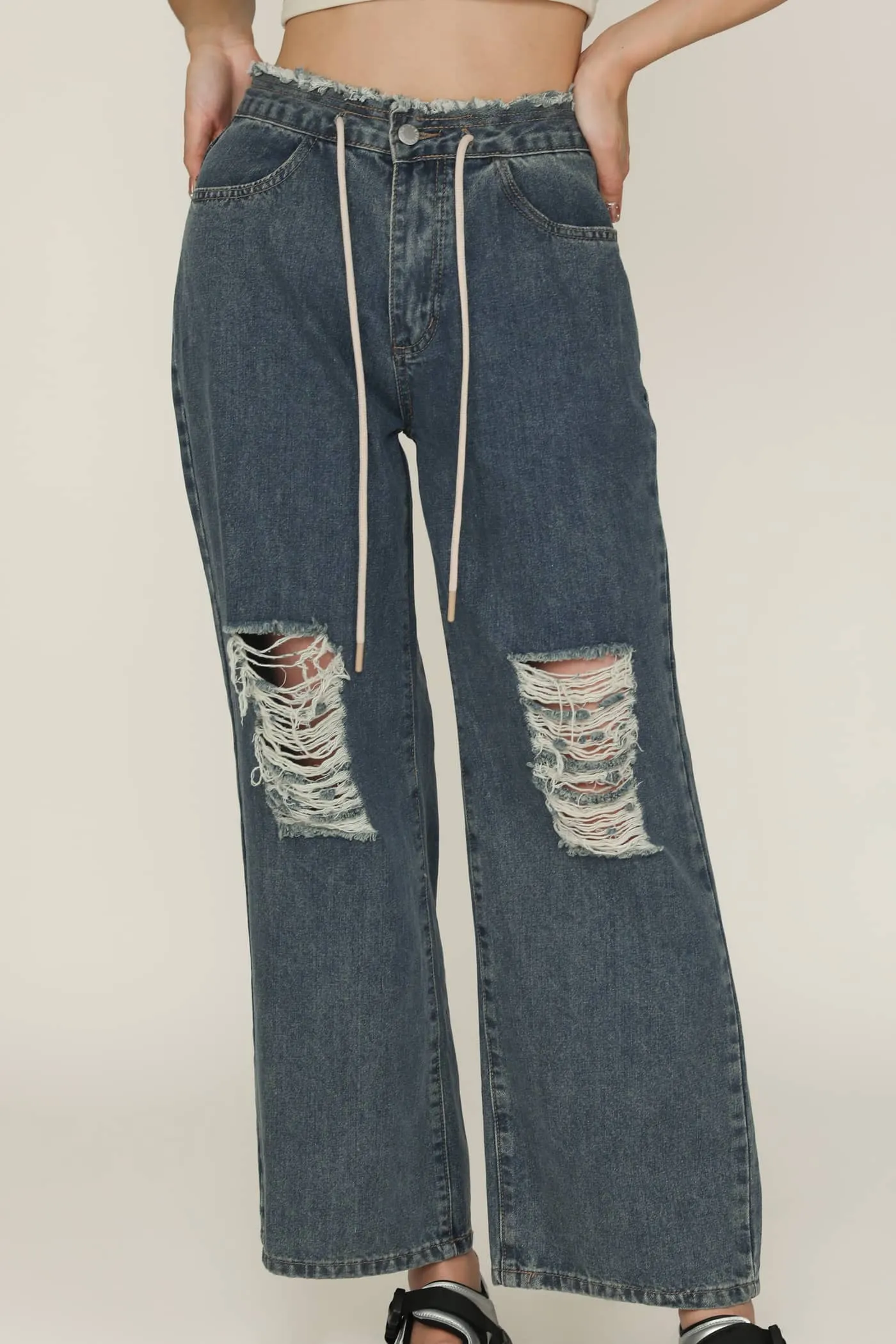Kasey Drawstring Baggy Denim Jeans