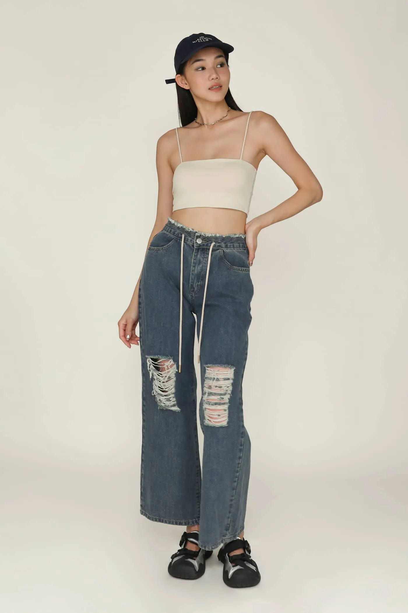 Kasey Drawstring Baggy Denim Jeans