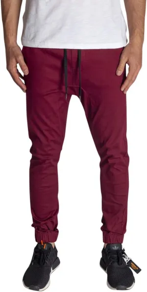 KDNK Men's Jogger Fit Stretch Twill Elastic Waist and Leg Drop Crotch Pants