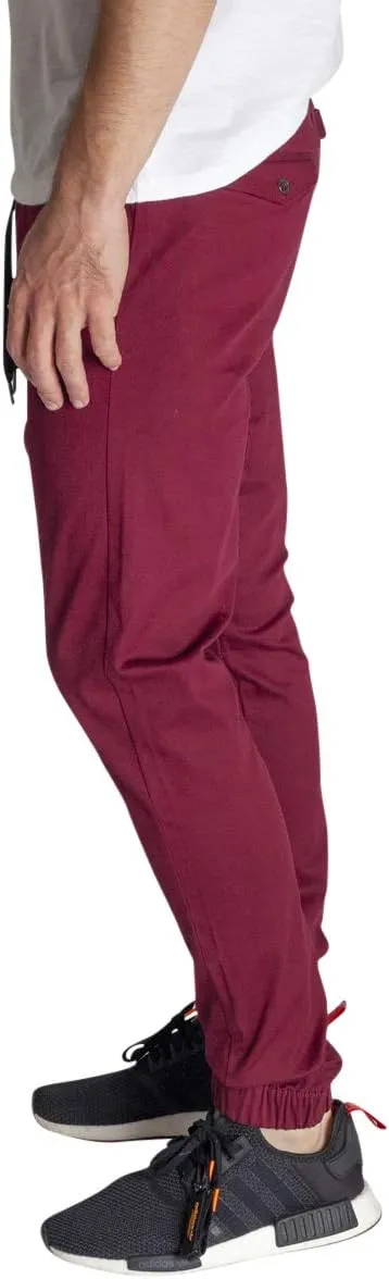 KDNK Men's Jogger Fit Stretch Twill Elastic Waist and Leg Drop Crotch Pants