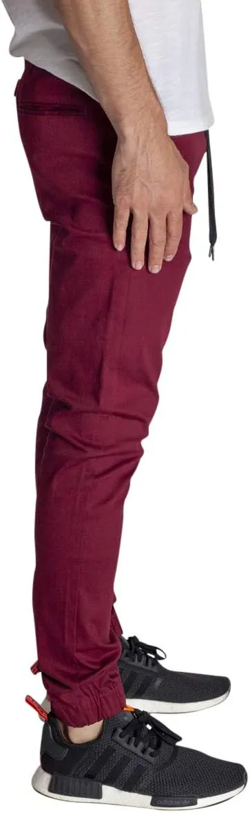 KDNK Men's Jogger Fit Stretch Twill Elastic Waist and Leg Drop Crotch Pants