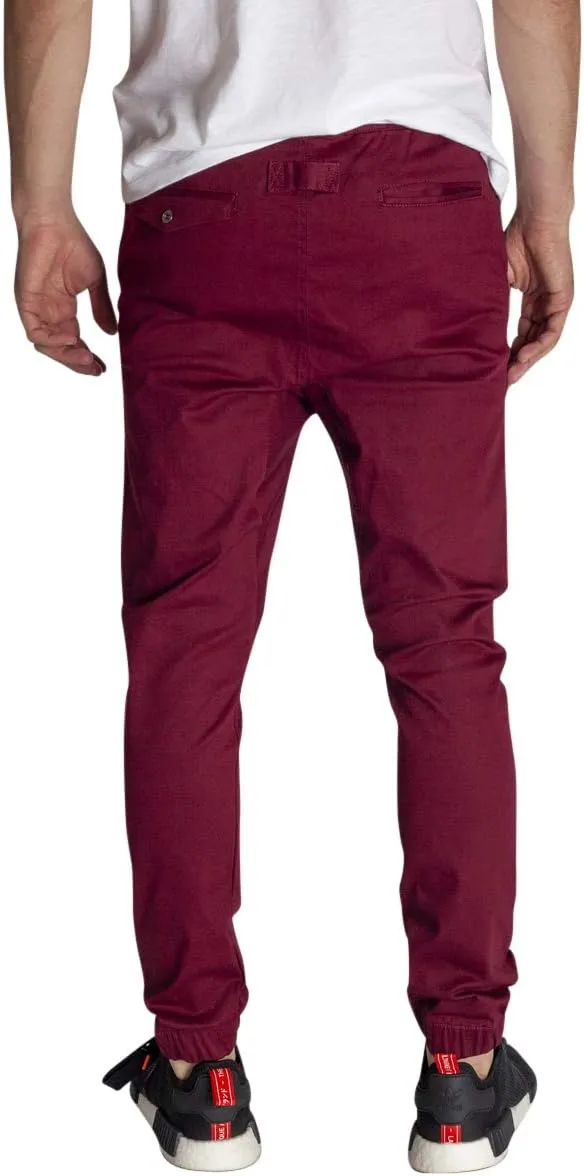 KDNK Men's Jogger Fit Stretch Twill Elastic Waist and Leg Drop Crotch Pants