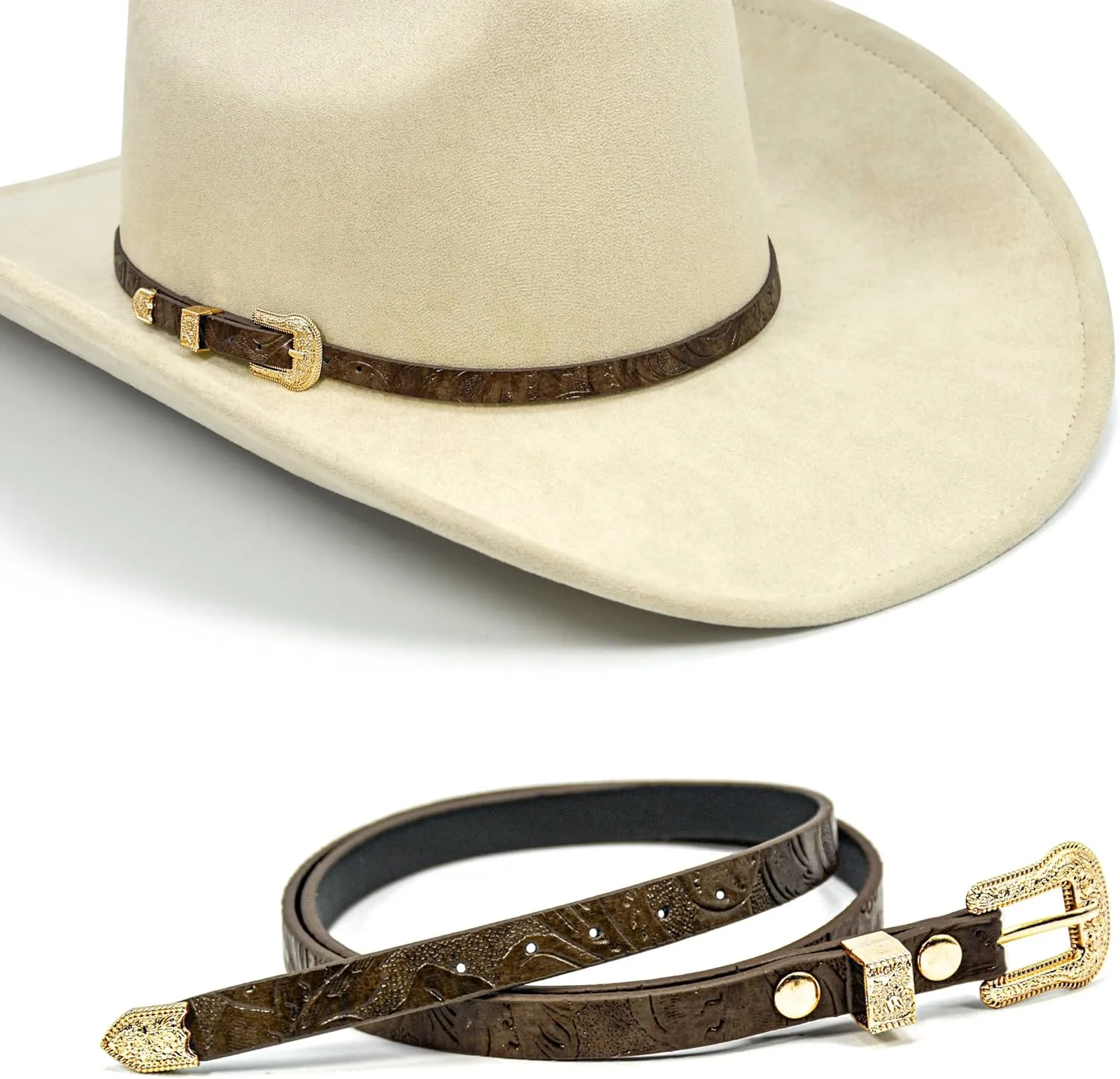 Keilin Leather Hat Bands for Women and Men Adjustable Scalloped Western Hat Bands for Cowboy Hats Fedora Hats Straw Hats