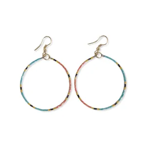 Kelly Beaded Hoop Earring, Teal