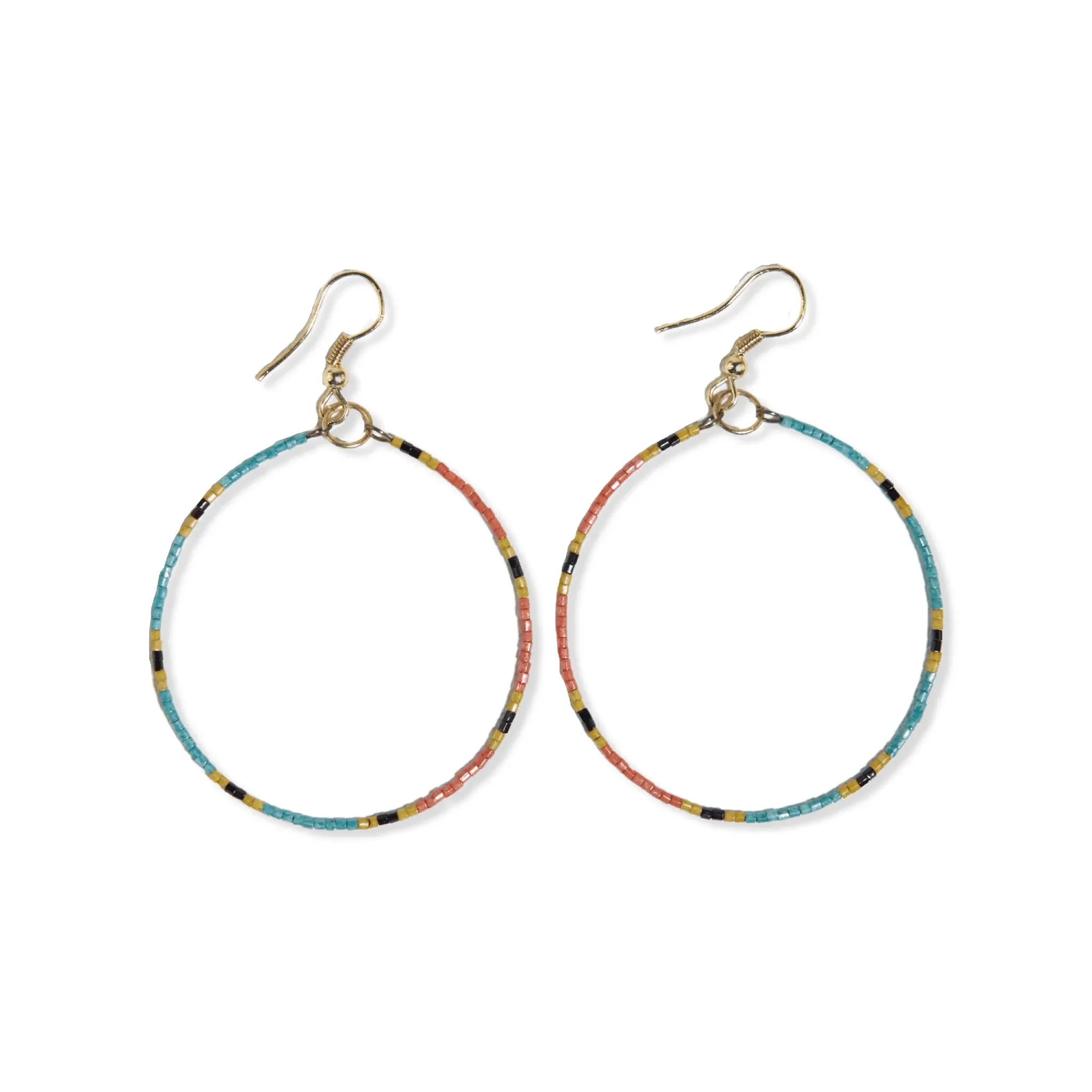 Kelly Beaded Hoop Earring, Teal