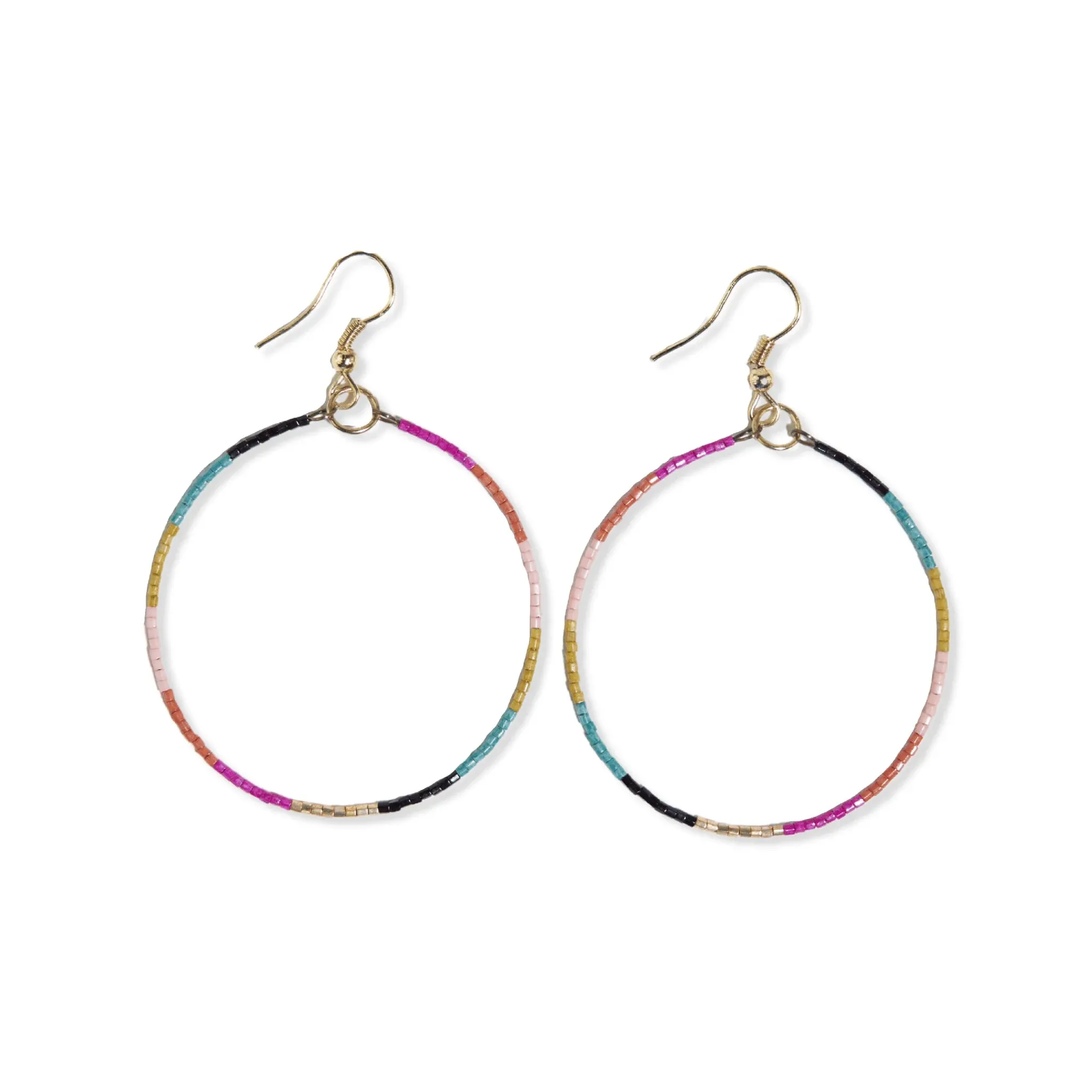 Kelly Beaded Hoop, Muted Rainbow