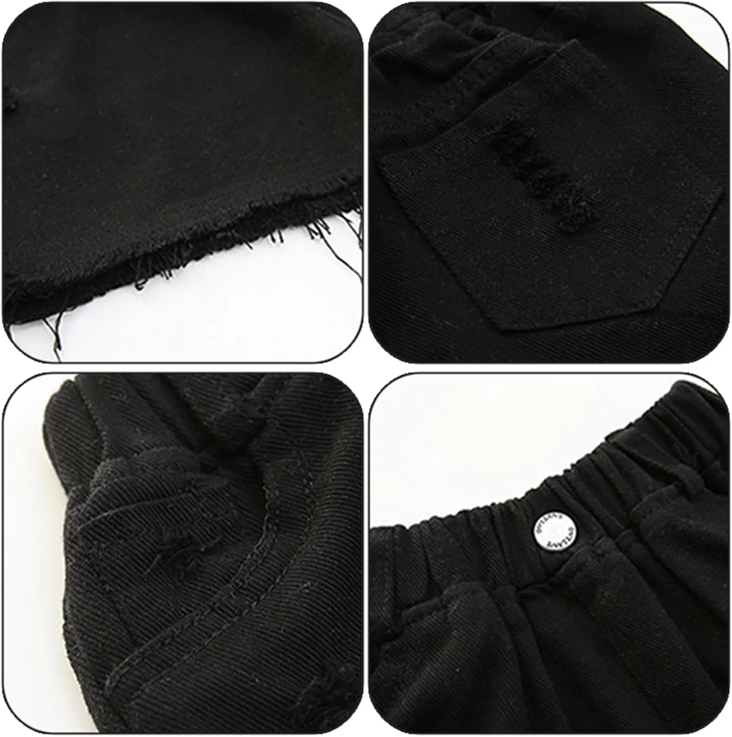 Kids Girl High Waist Tightness Denim Shorts 𝐑aw Edges 𝗛em Mid Thigh Short Jeans Casual Shorts with Pockets