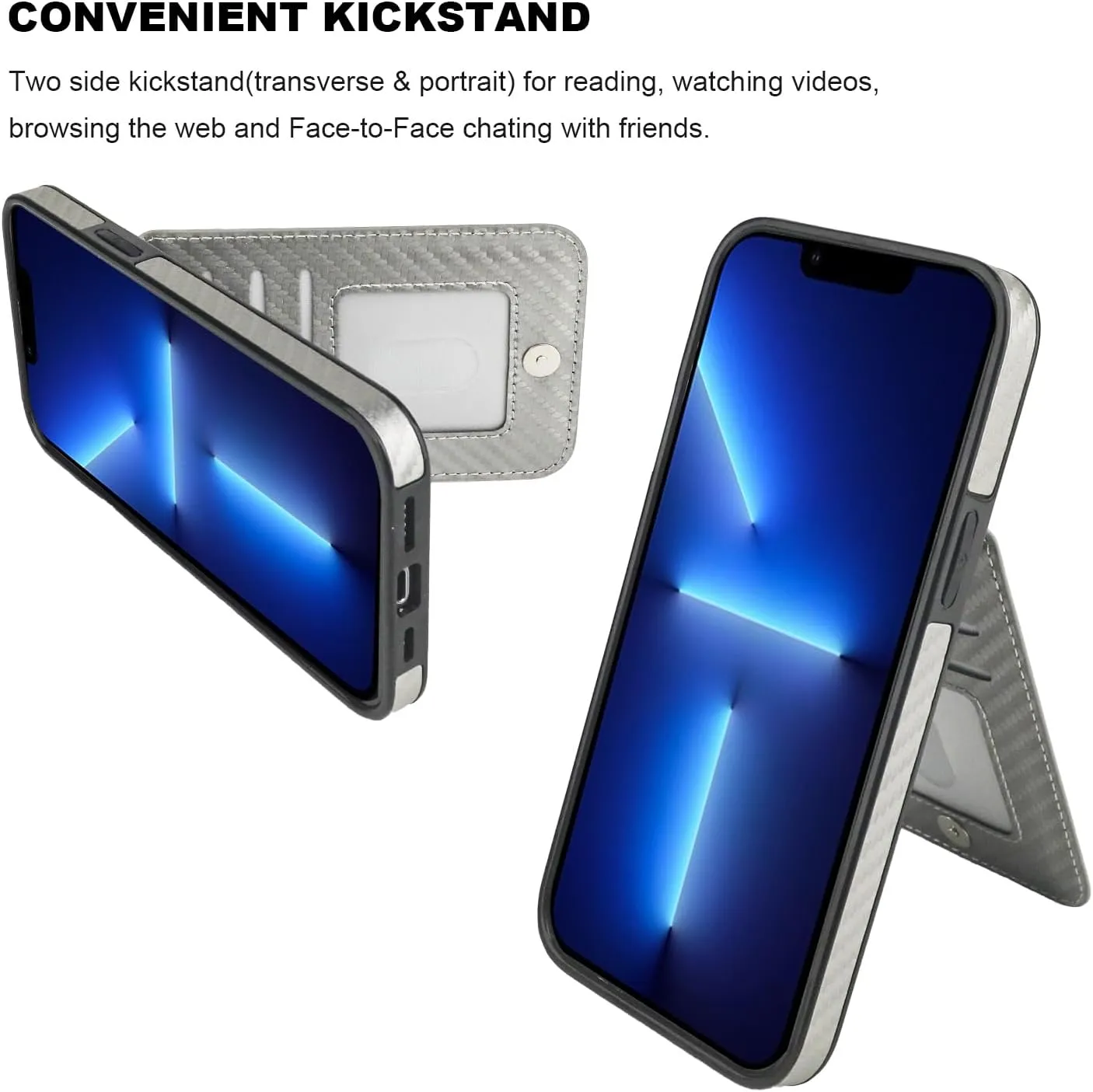 KIHUWEY Compatible with iPhone 13 Pro Max Case Wallet with Credit Card Holder, Premium Leather Magnetic Clasp Kickstand Heavy Duty Protective Cover for iPhone 13 Pro Max 6.7 Inch (Carbon Gray)