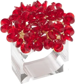 Kim Seybert Aster Napkin Ring in Red, Set of 4