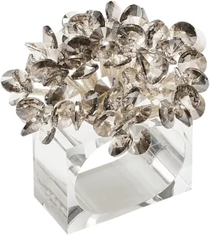 Kim Seybert Aster Napkin Ring in Smoke, Set of 4