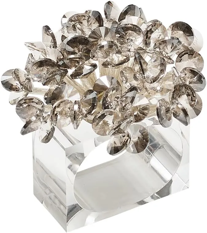 Kim Seybert Aster Napkin Ring in Smoke, Set of 4