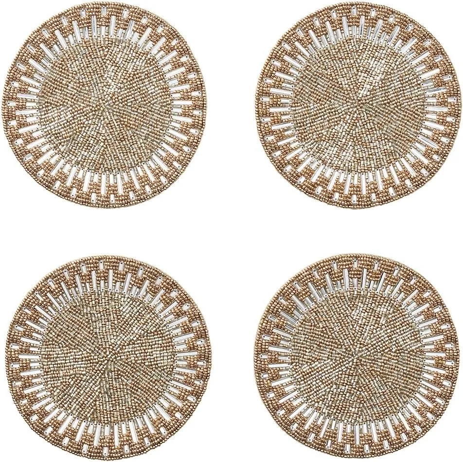 Kim Seybert Palisade Coaster in Gold & Silver, Set of 4