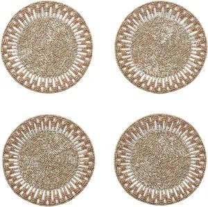 Kim Seybert Palisade Coaster in Gold & Silver, Set of 4