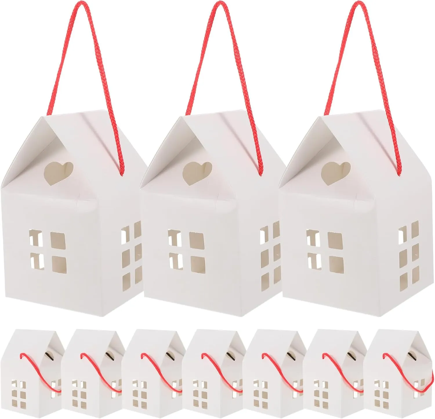 Kisangel 15pcs House Shaped Box Jewelry Boxes Packaging Craft Paper House Bags House Favor Box(White)