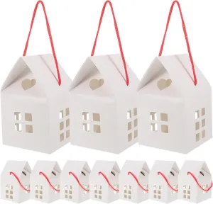 Kisangel 15pcs House Shaped Box Jewelry Boxes Packaging Craft Paper House Bags House Favor Box(White)