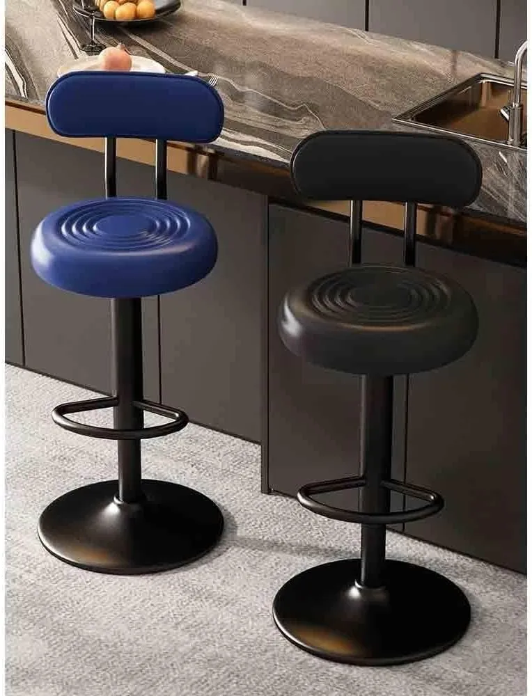 Kitchen Counter Barstool Lift 61-81cm Swivel Bar Stool Multifunctional High Stool Bar High Back Chair Bar Stools(Blue)