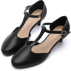 kkdom Women's Closed Toe T-Strap Low Heel Mary Jane Pumps Wedding Dress Shoes