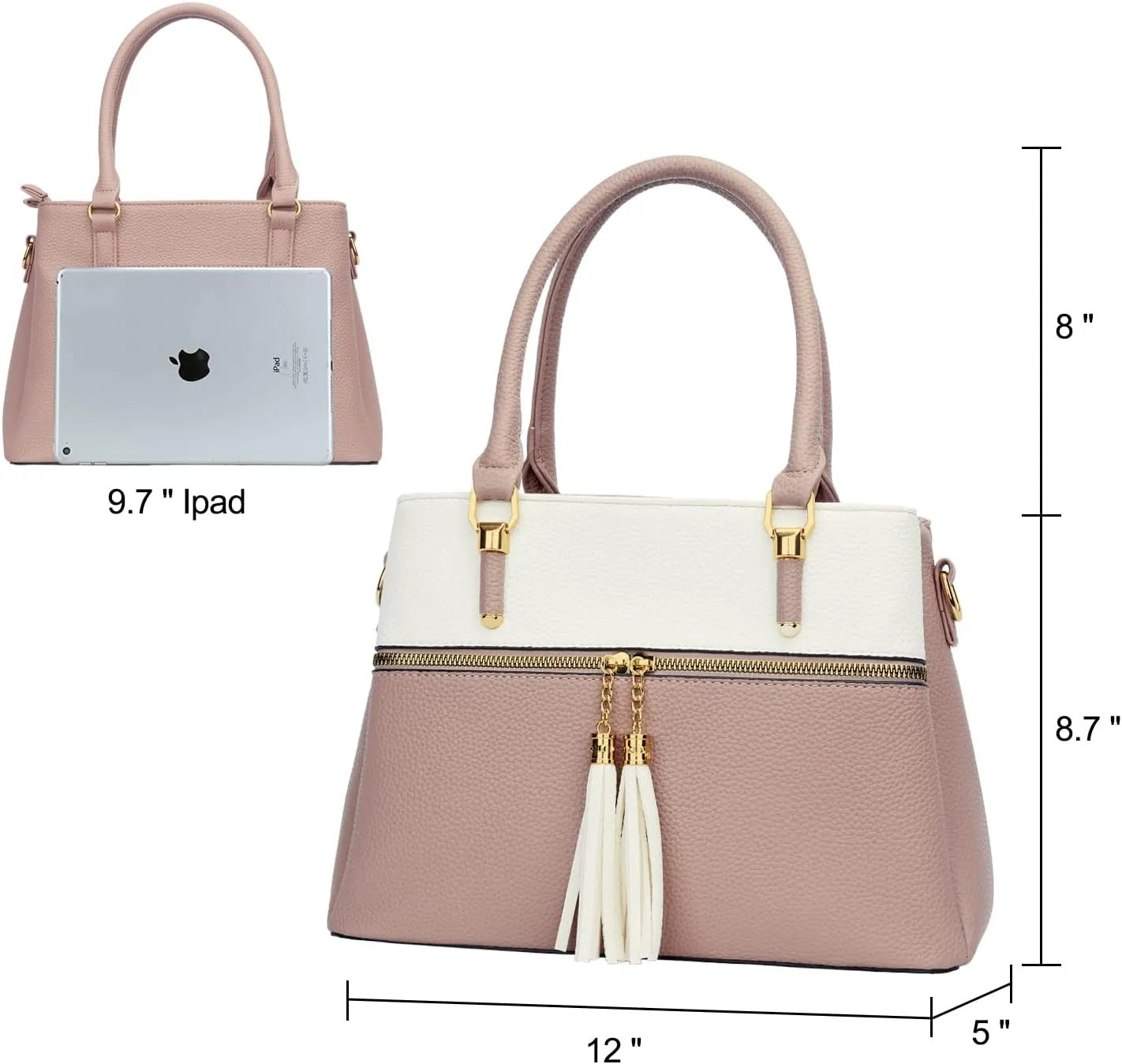 KKXIU Women Satchel Bags Handle Shoulder Handbags and Purses Pockets Zipper Leather Crossbody Bags