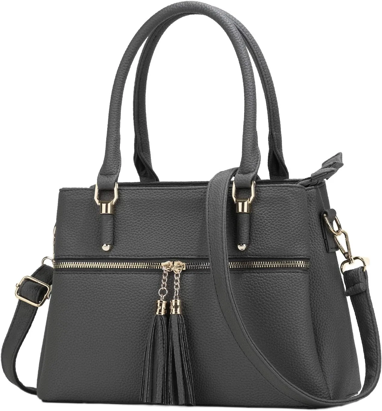 KKXIU Women Satchel Bags Handle Shoulder Handbags and Purses Pockets Zipper Leather Crossbody Bags