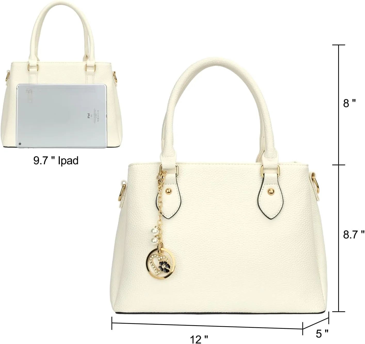 KKXIU Women Satchel Bags Handle Shoulder Handbags and Purses Pockets Zipper Leather Crossbody Bags