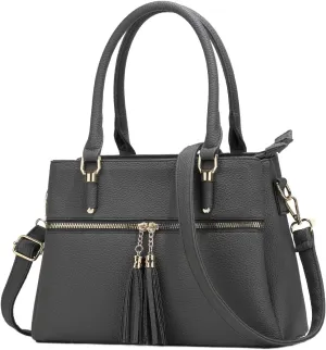 KKXIU Women Satchel Bags Handle Shoulder Handbags and Purses Pockets Zipper Leather Crossbody Bags