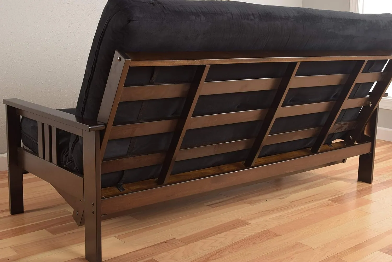 Kodiak Furniture Monterey Futon Set with Storage Drawers, with Espresso Base and Oregon Trail Java Mattress