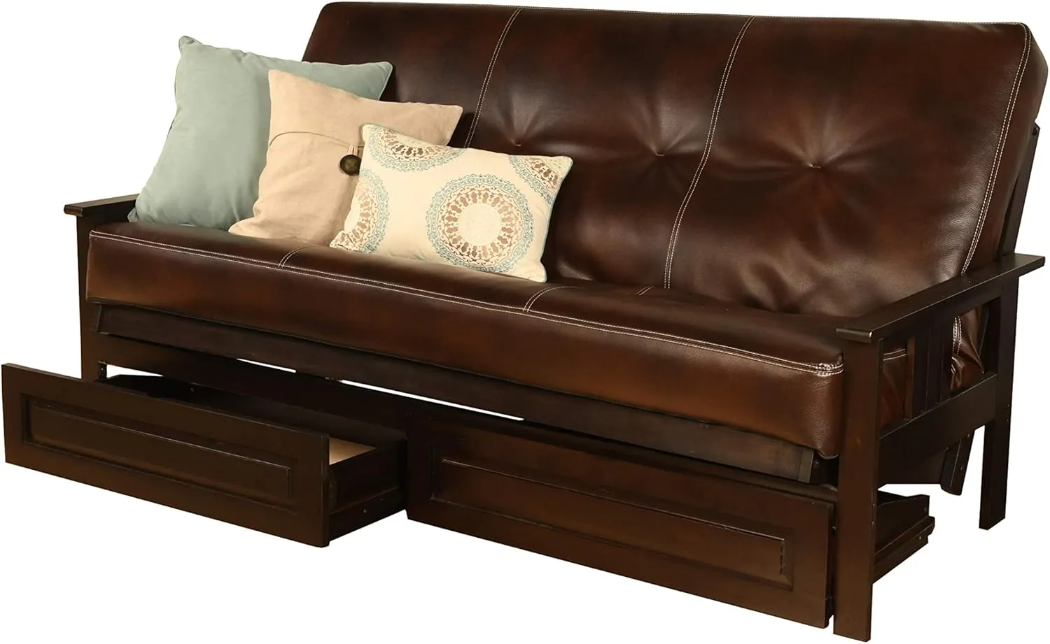 Kodiak Furniture Monterey Futon Set with Storage Drawers, with Espresso Base and Oregon Trail Java Mattress