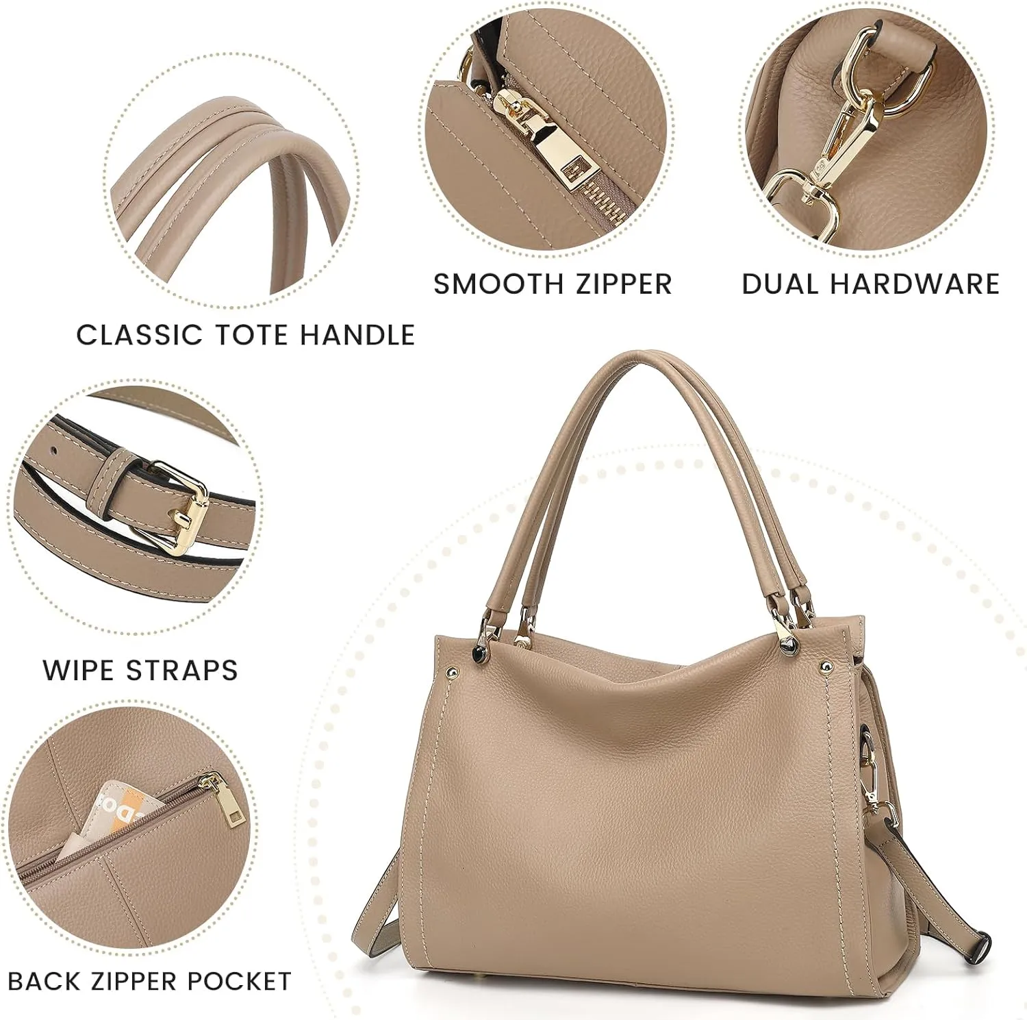 KOGTLA Women Genuine Leather Purses Handbags Tote Bag Shoulder Bag Top Handle Satchel Ladies Crossbody Hobo Bags Bucket Bag
