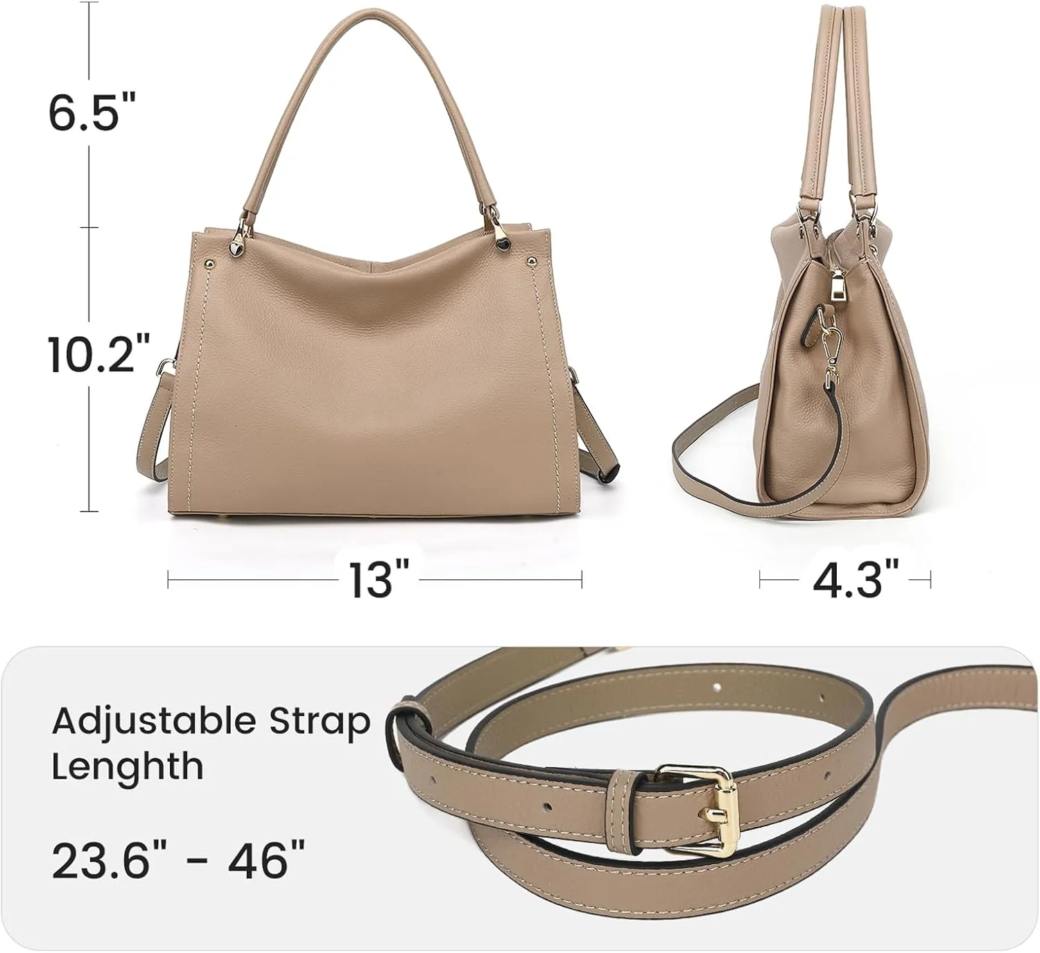 KOGTLA Women Genuine Leather Purses Handbags Tote Bag Shoulder Bag Top Handle Satchel Ladies Crossbody Hobo Bags Bucket Bag