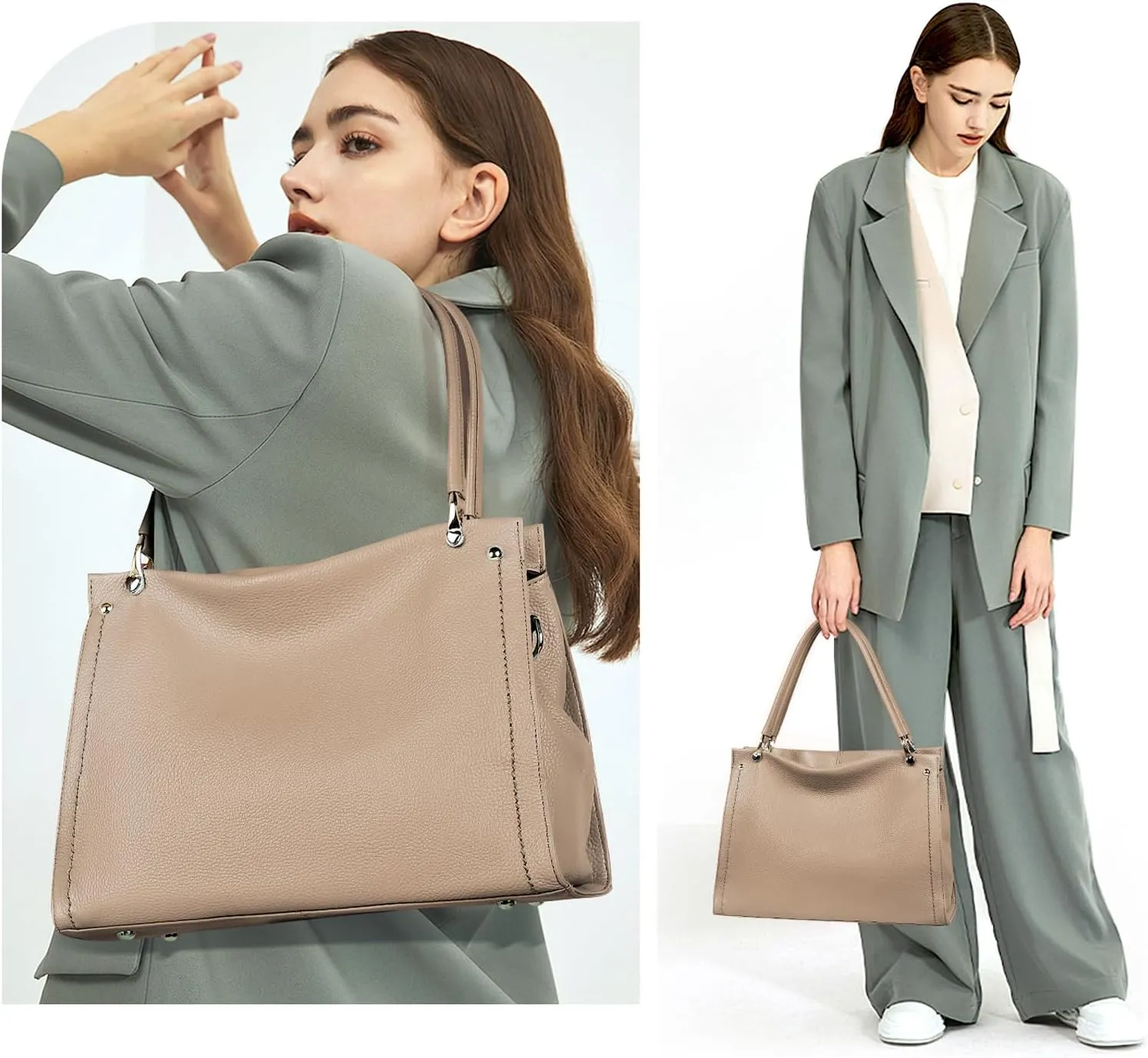 KOGTLA Women Genuine Leather Purses Handbags Tote Bag Shoulder Bag Top Handle Satchel Ladies Crossbody Hobo Bags Bucket Bag