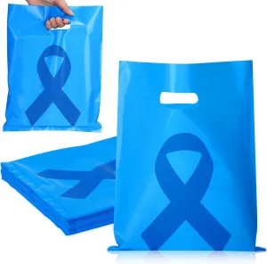 Kolldenn 50 Pcs Child Abuse Awareness Bags Blue Ribbon Cancer Awareness Gift Bags with Handle Colon Cancer Colorectal Merchandise for Fundraiser Event Supplies