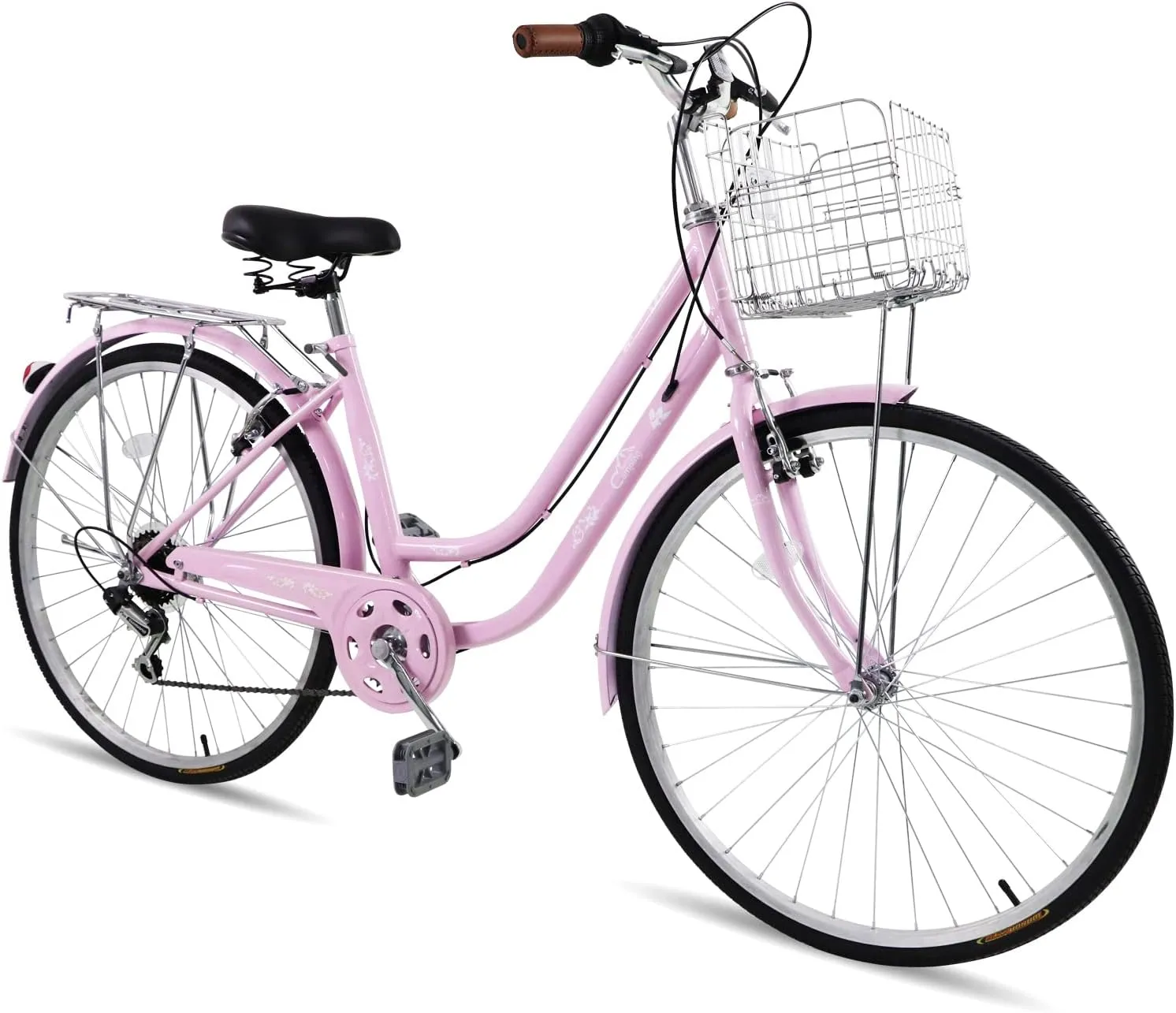 Ktaxon Women Bike Bicycles for Women, Beach Cruiser Bike with Premium Derailleur & Shift Lever, Adjustable Seat, High-Carbon Steel Frame and Excellent Welding Technology