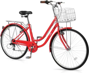 Ktaxon Women Bike Bicycles for Women, Beach Cruiser Bike with Premium Derailleur & Shift Lever, Adjustable Seat, High-Carbon Steel Frame and Excellent Welding Technology