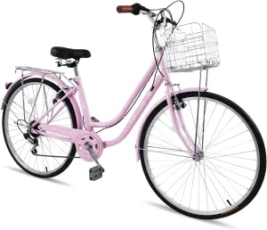 Ktaxon Women Bike Bicycles for Women, Beach Cruiser Bike with Premium Derailleur & Shift Lever, Adjustable Seat, High-Carbon Steel Frame and Excellent Welding Technology