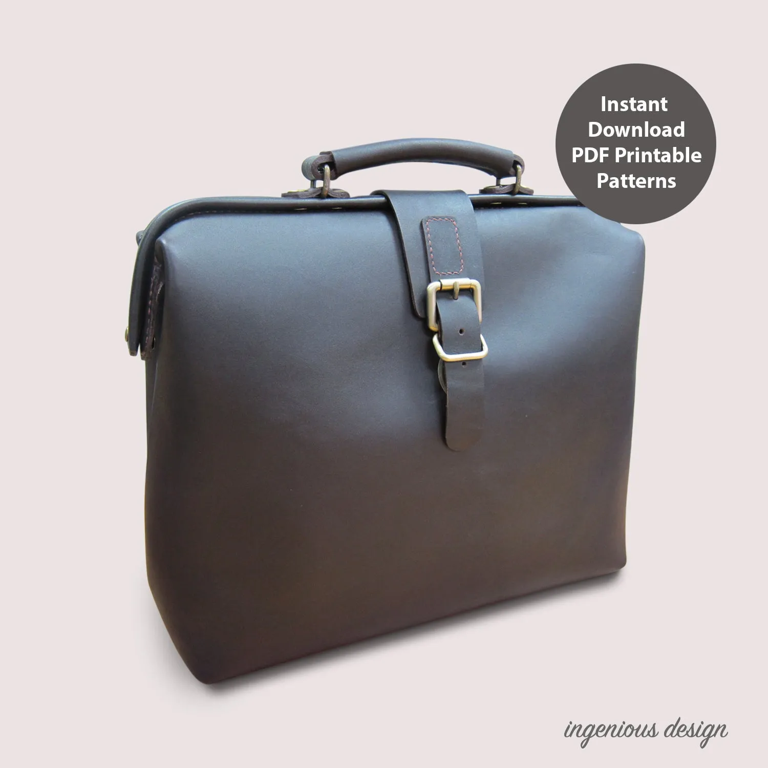 L02-0001 Leather doctor bag for men PDF patterns (Different frame sizes available)