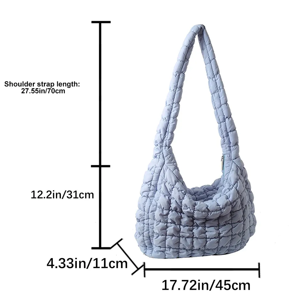 Ladies Crossbody Bag Quilted Pleated Satchel Bag Fashion Cloud Bag Women Girl Large Capacity Cotton Padded Tote Bag For Vacation