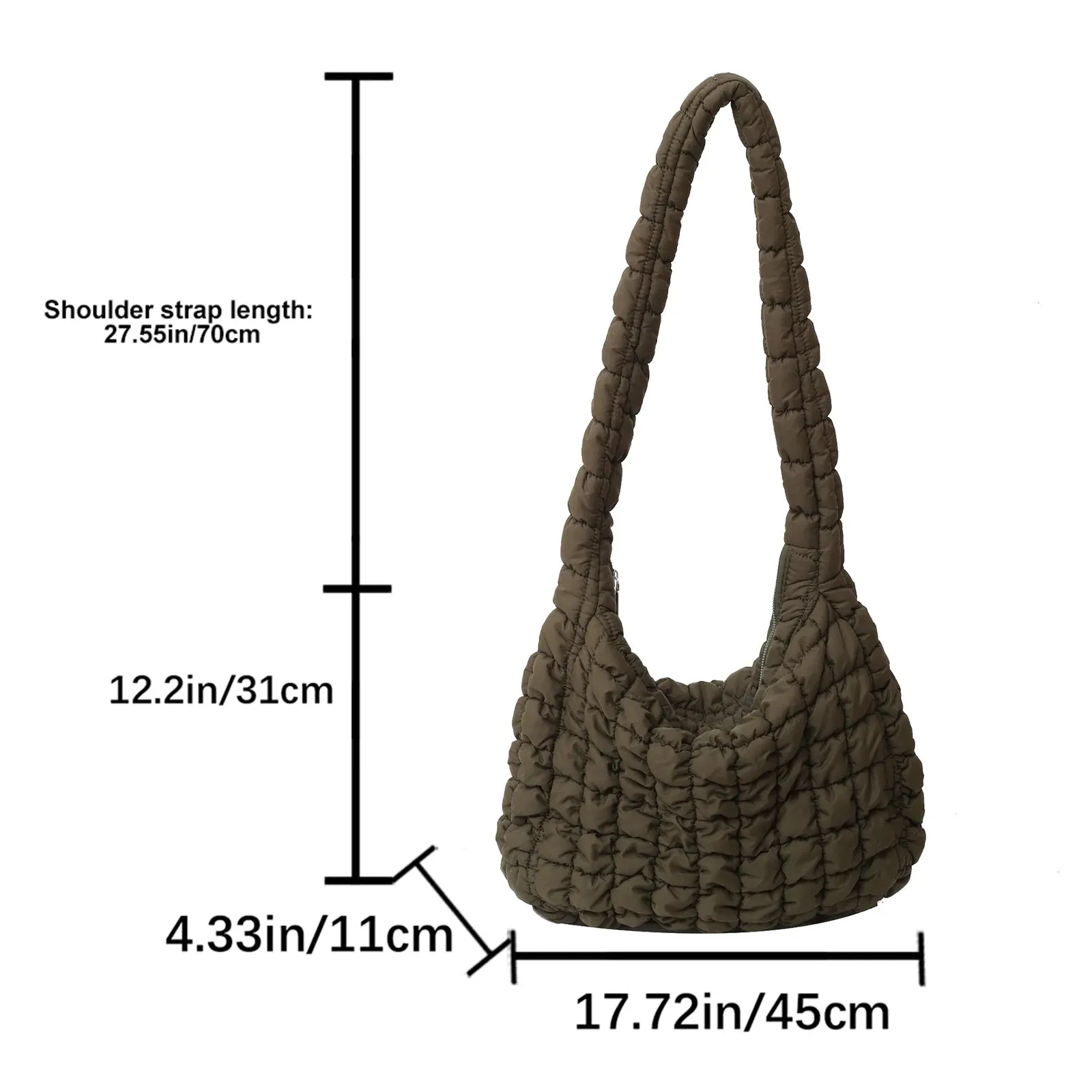 Ladies Crossbody Bag Quilted Pleated Satchel Bag Fashion Cloud Bag Women Girl Large Capacity Cotton Padded Tote Bag For Vacation