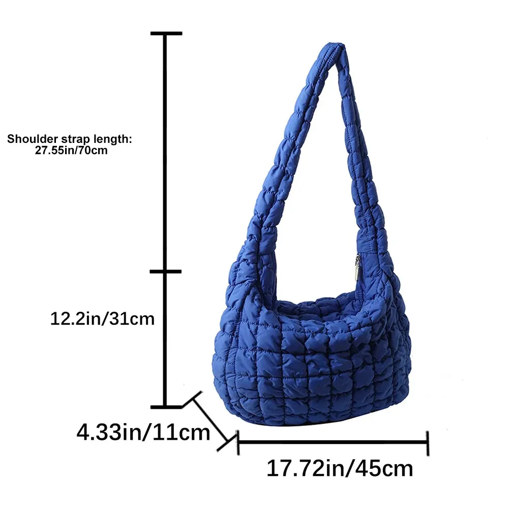 Ladies Crossbody Bag Quilted Pleated Satchel Bag Fashion Cloud Bag Women Girl Large Capacity Cotton Padded Tote Bag For Vacation