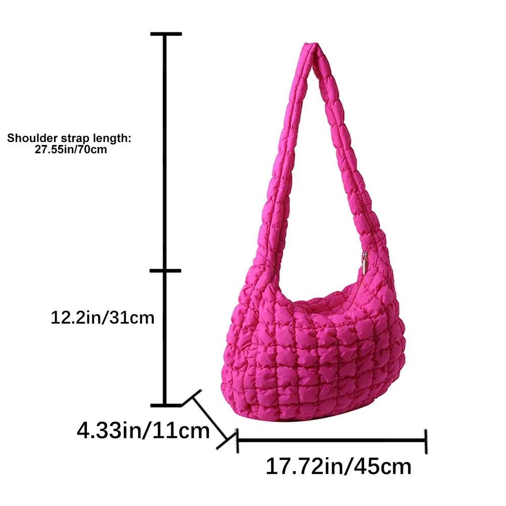 Ladies Crossbody Bag Quilted Pleated Satchel Bag Fashion Cloud Bag Women Girl Large Capacity Cotton Padded Tote Bag For Vacation