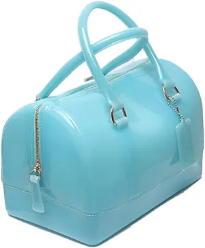 Ladies Summer Jelly Pillow-shaped Top Handle Handbag Candy Color Transparent Crystal Purse