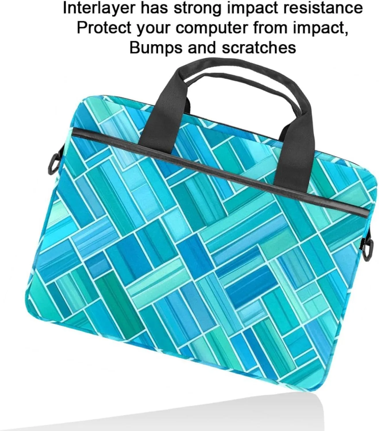 Laptop Shoulder Bag Silhouettes of Morning Forest Pine Trees Deer Padded Computer Briefcase for Adults, 13.4-14.5 Inch