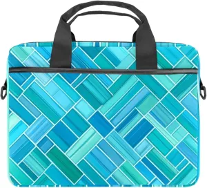 Laptop Shoulder Bag Silhouettes of Morning Forest Pine Trees Deer Padded Computer Briefcase for Adults, 13.4-14.5 Inch