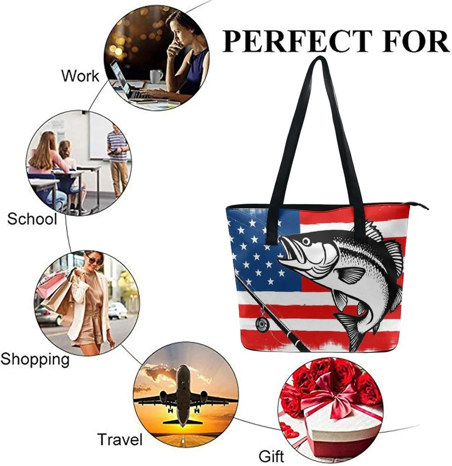 Large Capacity Shopping Bag, Women and Men Durable Casual Travel Tote Bag, Handbag with Long Handle
