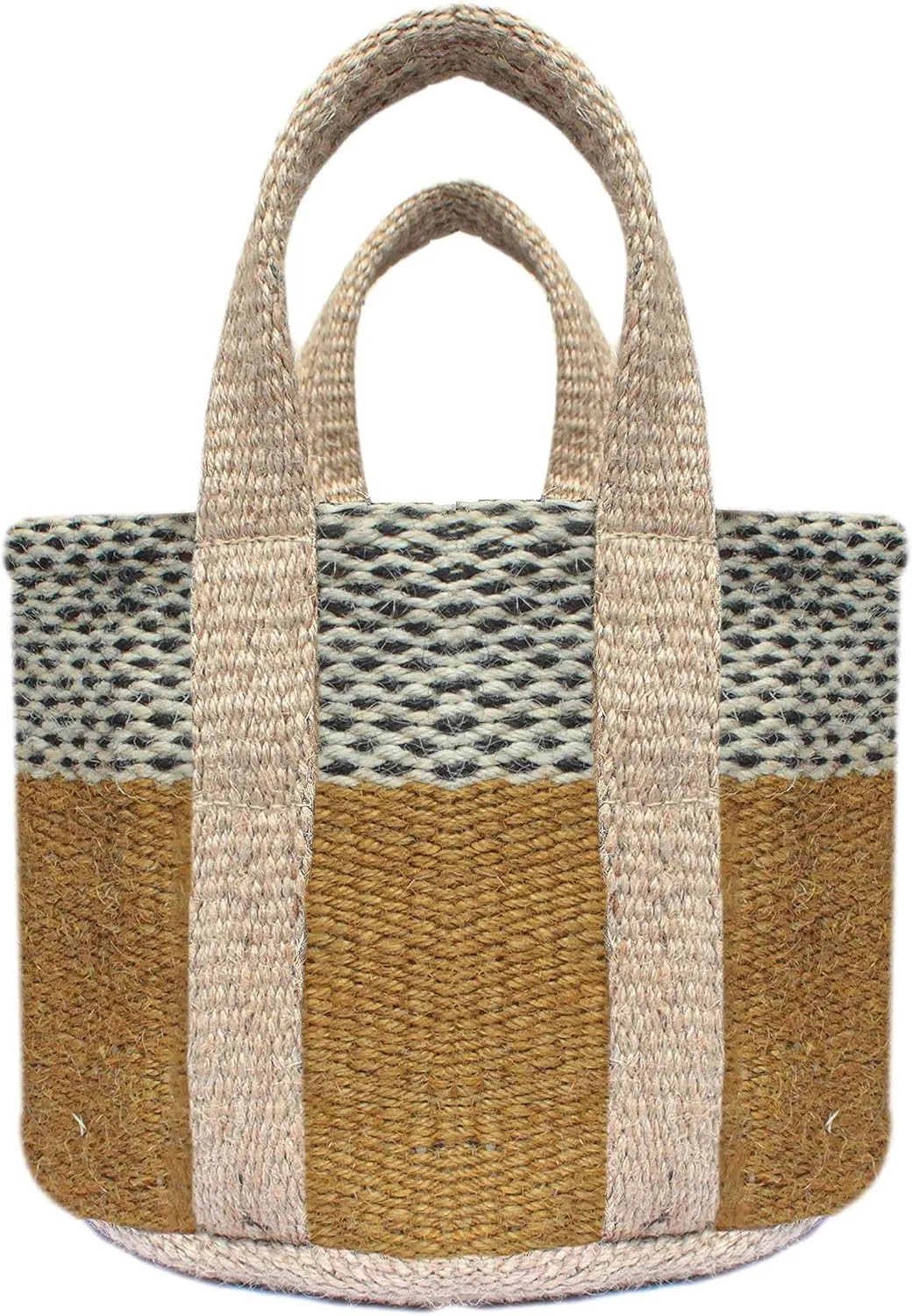 Large Reusable Hand Bags for Shopping, Tote Multipurpose Foldable Weaving Handmade Bag Jute Grocery Bag