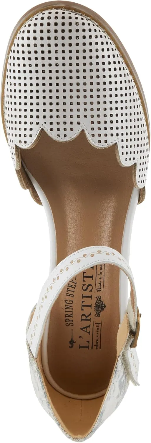 L'Artiste Parchelle Women's Hand Painted Leather D'Orsay Shoes with Strap