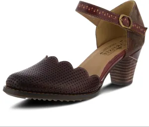 L'Artiste Parchelle Women's Hand Painted Leather D'Orsay Shoes with Strap