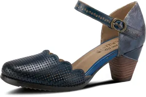 L'Artiste Parchelle Women's Hand Painted Leather D'Orsay Shoes with Strap
