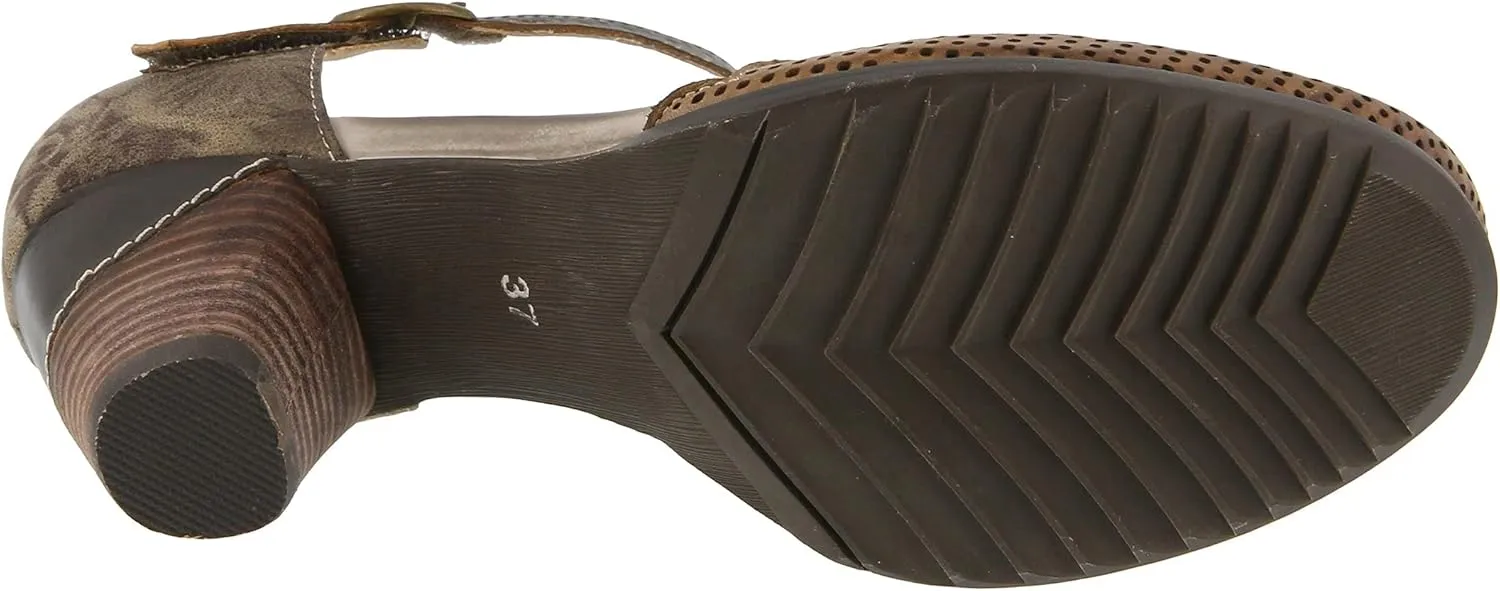 L'Artiste Parchelle Women's Hand Painted Leather D'Orsay Shoes with Strap