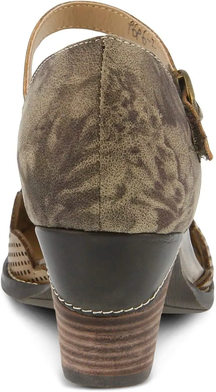L'Artiste Parchelle Women's Hand Painted Leather D'Orsay Shoes with Strap